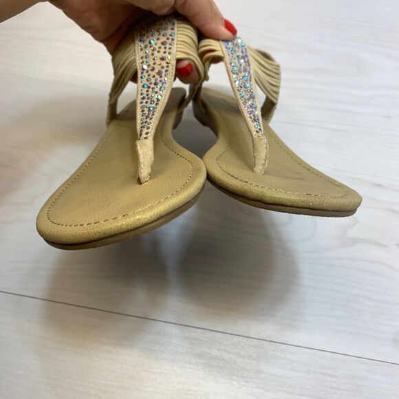 Coach and Four Brown Rhinestone Embellished Leather Slingback Sandals Size 7.5M - Picture 5 of 12